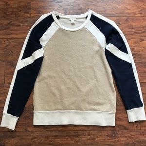 J. Crew Tan & Navy Color Block Sweater
